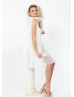 Sweetheart Neck White Polka Dot Tulle Party Dress